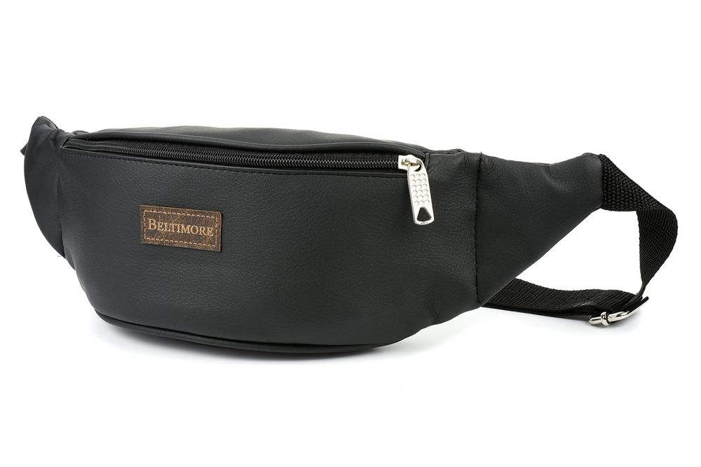 BELTIMORE nerka saszetka biodrówka eko skórzana gładka N149 czarna