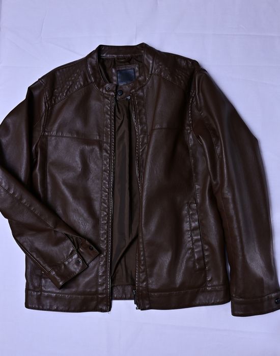 Męska brązowa kurtka z ekoskóry