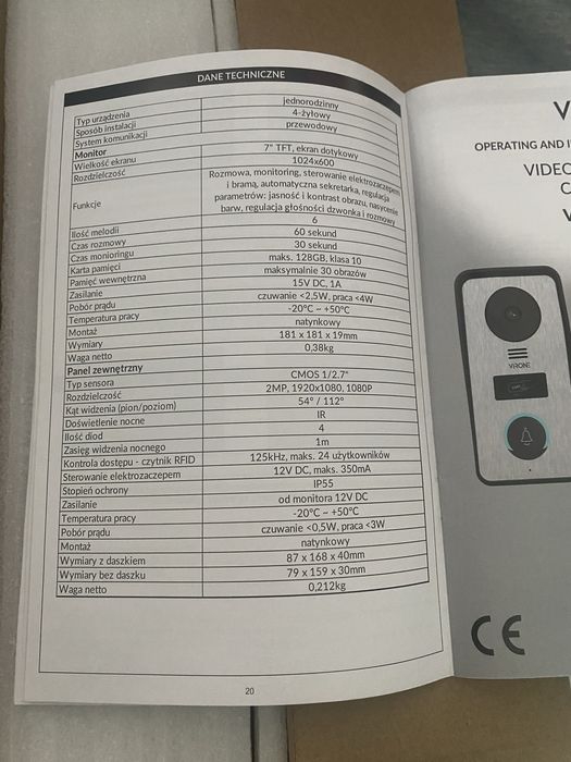 CETI Full HD zestaw wideodomofomowy 4 żyłowy ekran dotykowy