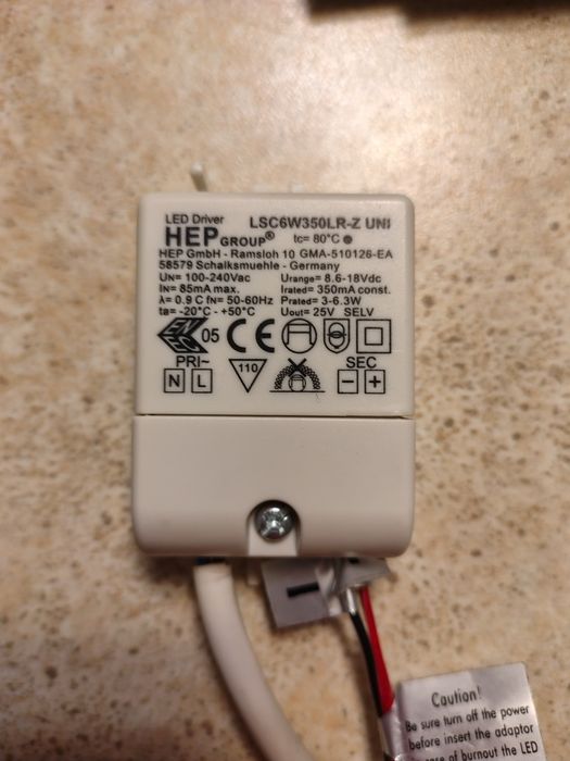Driver LED HEP Group LSC6W350LR-Z UNI + LED C4 3000K (komplet)
Driver