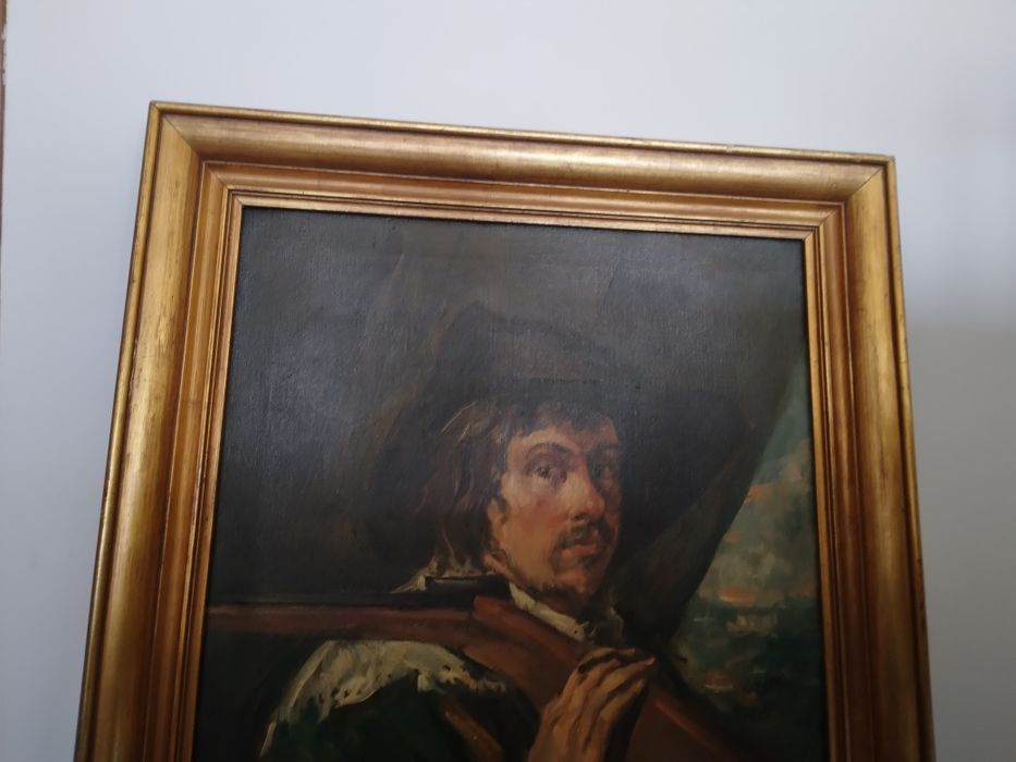 Quadro velasquez moldura banhada ouro