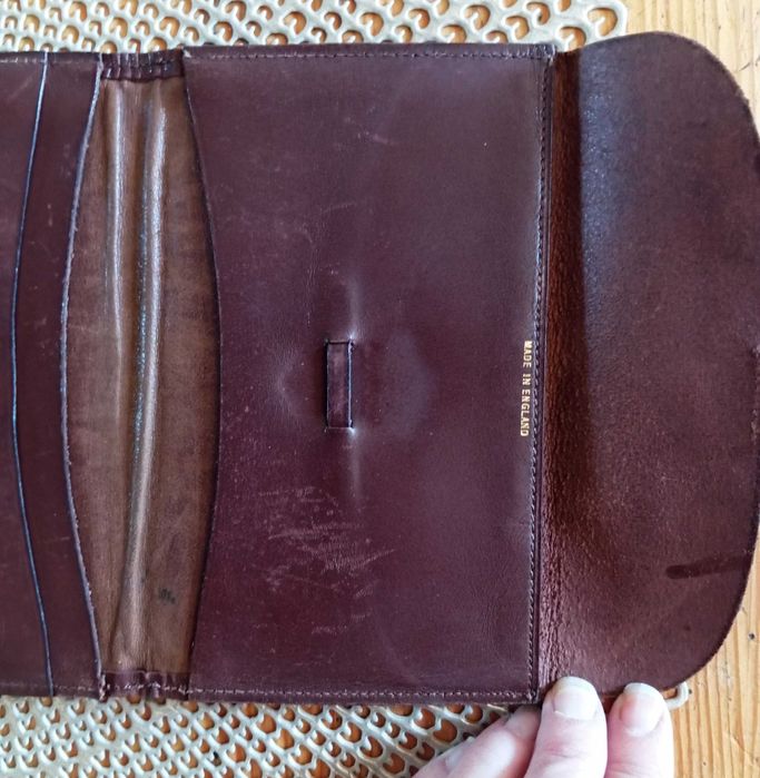 Brązowy skórzany męski portfel/organizer, retro, England
