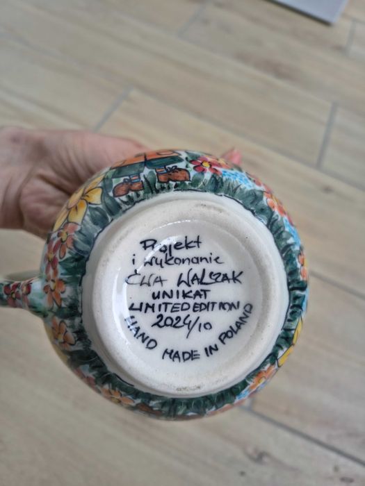Kubek ceramika Bolesławiec krasnale Unikat