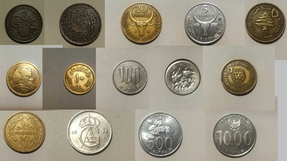 Монеты Египта, Люксембург, Сирии, Кубы, Хайдерабад...