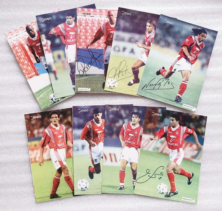 24 Antigos Postais Cromos ~ " Equipa Benfica 1997-98 " ~ Brindes Jornal o Jogo.