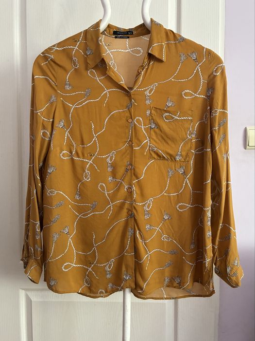 Koszula łańcuchy musztardowa Reserved sznury wiskoza 42 XL