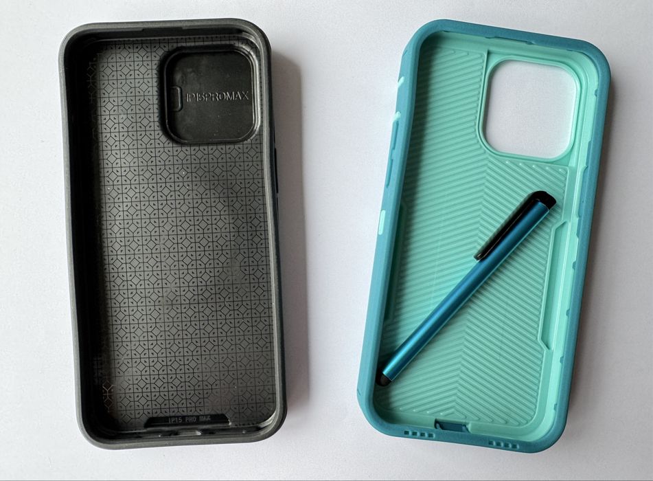 2 SZTUKI etui na iphone 15 pro max czarne turkusowe