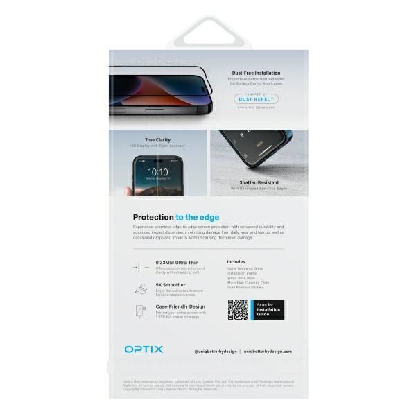 UNIQ Optix Matte iPhone 16 Plus / 15 Plus / 14 Pro Max 6.7 matowe szkło hartowane z aplikatorem