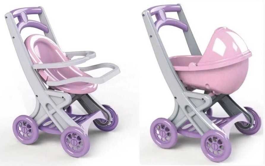 Коляска візочок для ляльки з люлькою лежача сидяча Долоні doloni