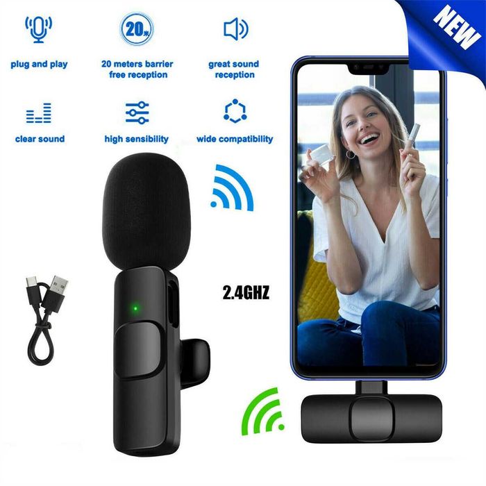 ПЕТЛИЧКА ДЛЯ АЙФОНА / Айпада, Беспроводной Микрофон K9 с ШУМОДАВОМ!