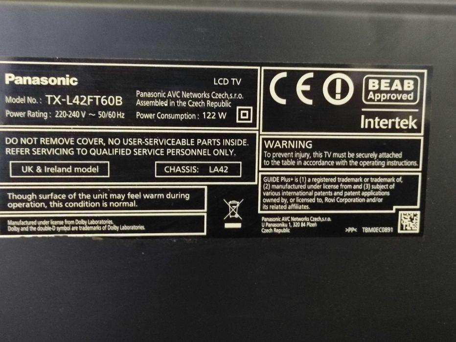 Telewizor Panasonic 42 cale Smart TV TX-L42FT60B