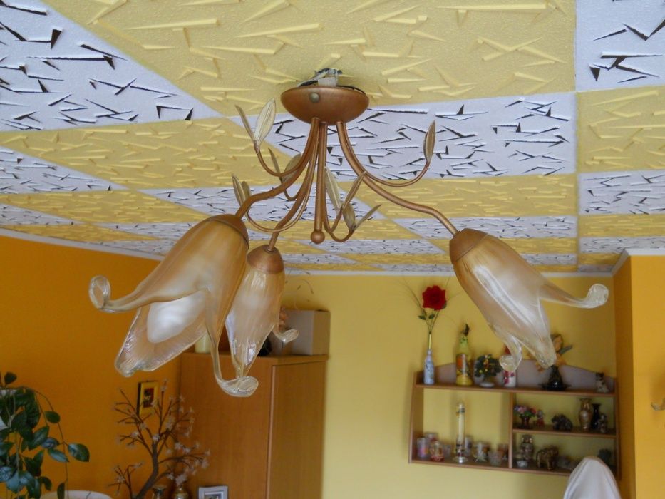 Żyrandol + Kinkiet komplet jak nowy "luminex" stare złoto klosze