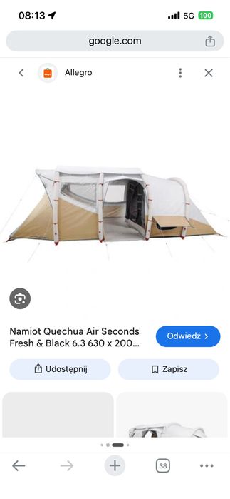 Namiot Decathlon 6.3 air  fresh&black bardzo duzy