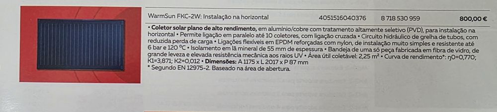Painéis solares térmicos horizontais Vulcano FKC-2W