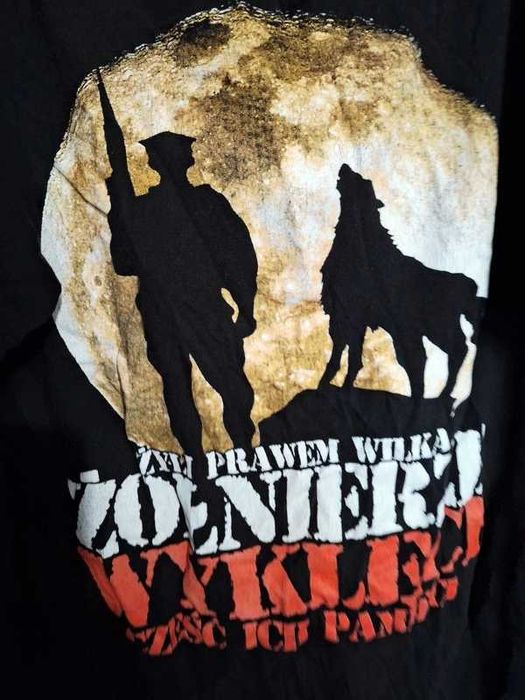 Czarny męski Tshirt patriotyczny 100% bawełna nadruk Żołnierze Wyklęci