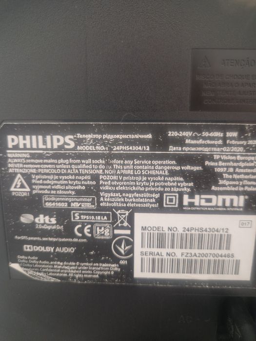TV Philips 24PHS4304/12 – 24" HD LED com Comando Original