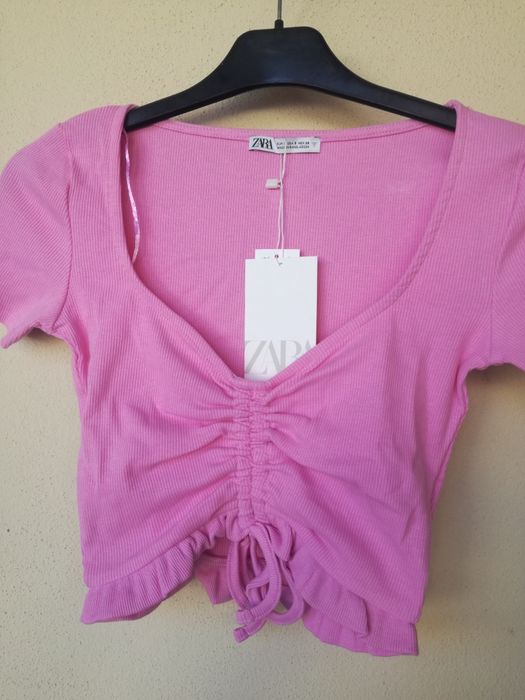 Blusa curta rosa Zara S