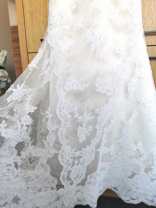 Suknia ślubna, koronka, syrenka. PRONOVIAS India White One 424