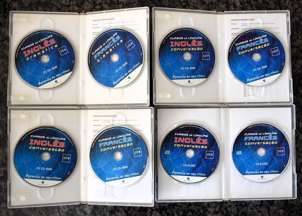Cursos de Línguas Inglês e Francês - PC CD-ROM e fascículos
