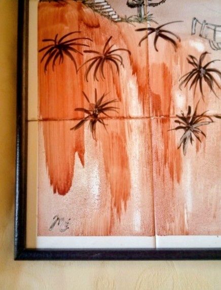Painel vintage azulejos 60x45 cm assinado