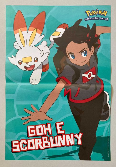 Poster Frente e Verso Pokémon: Charmander + Goh e Scorbunny