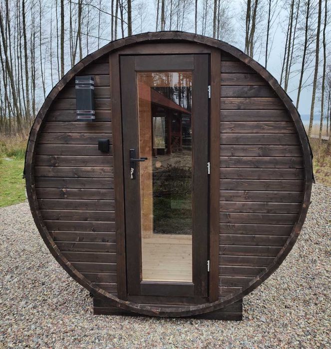 Sauna Ogrodowa Zewnętrzna Beczka 350cm Piec na drewno Harvia M3