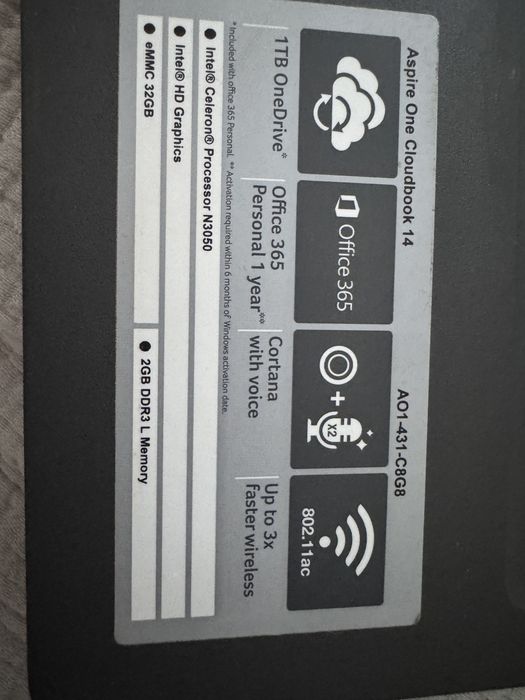 Ноутбук Acer AO1-431-C8G8