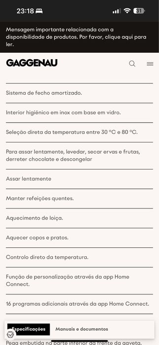 Gaveta de aquecimento Gaggenau WS461102, 400 series,( TOPO DE GAMA)),