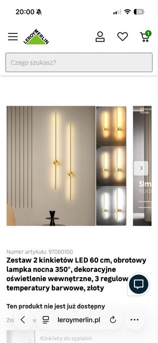 Zestaw 2 kinkietów LED 60 cm,