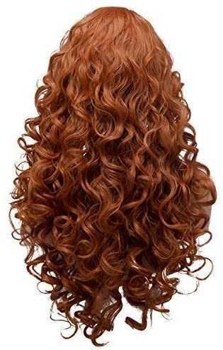 Peruca de cabelo comprido encaracolada ondulada preto ou cobre