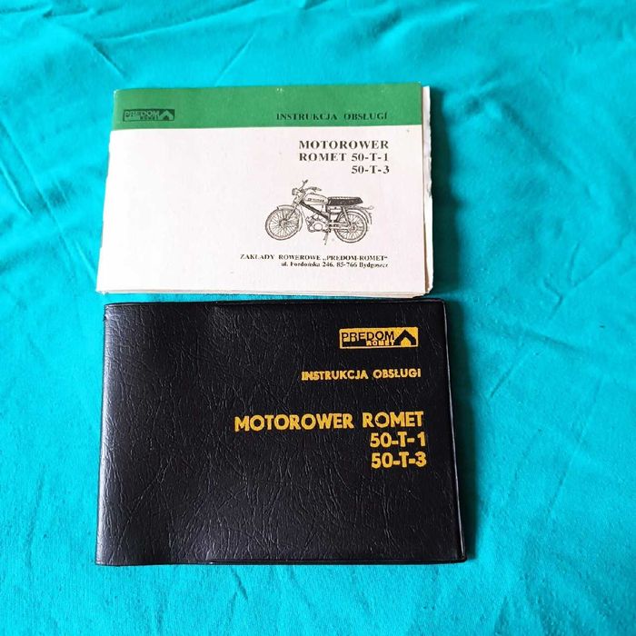 Instrukcja obsługi motoroweru Romet 50-T-1 i 50-T-3 + etui orginał + załącznik