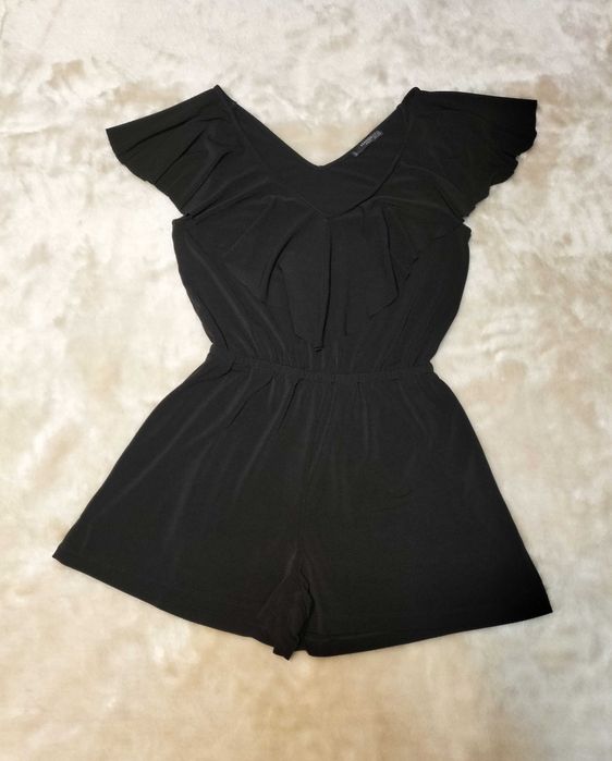 Fato calção preto com folho, tam. XS - Mango
