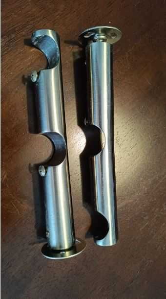 Varão Duplo + suportes em Metal cinza/ Prateado para cortinados