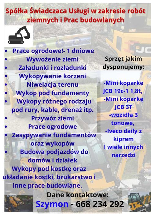 Usługi/Prace MiniKoparka + Instalacje sanitarne