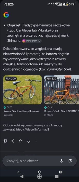 Rower  górski  GIANT (Typ: MTB)