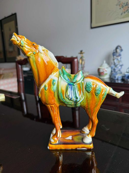 Par de Cavalos em Cerâmica Vidrada – Estilo Chinês Sancai / Tang