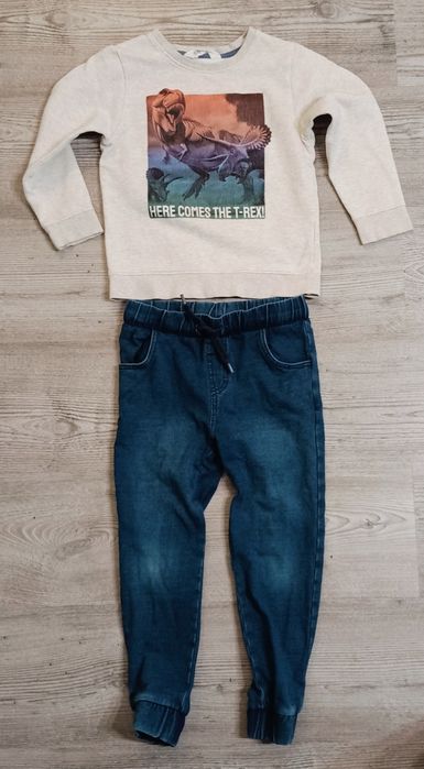 Zestaw dla chłopca, dres, dresy bluza Dino dinozaury h&m 110/116 jogge