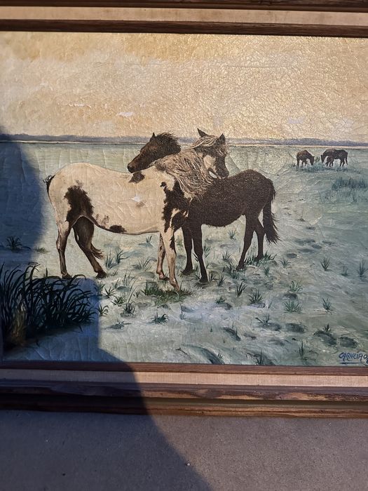 Quadro com pintura dd cavalos