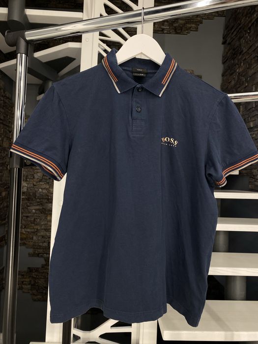 BOSS  Hugo Boss S Slim Fit синє чоловіче поло
