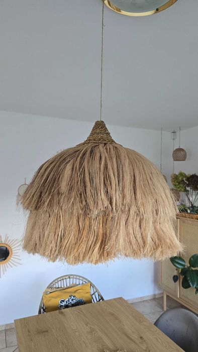 Duża lampa wisząca z Bali 50 cm – abaka, hiacynt wodny | lampa boho japandi wabi-sabi
