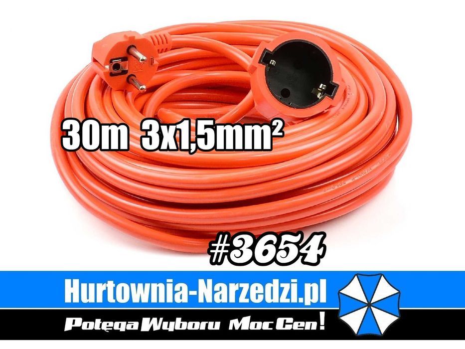 Przedłużacz elektryczny ogrodowy 30m 3x1,5mm² przedłużacz 30m przedłużacz ogrodowy 30m przedłużacz elektryczny 30m