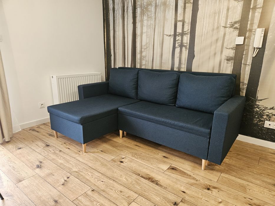 Narożnik sofa kanapa granatowa rozkładana