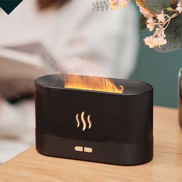 Difusor de óleo essencial simulação chama ultra-sônico usb 180ml