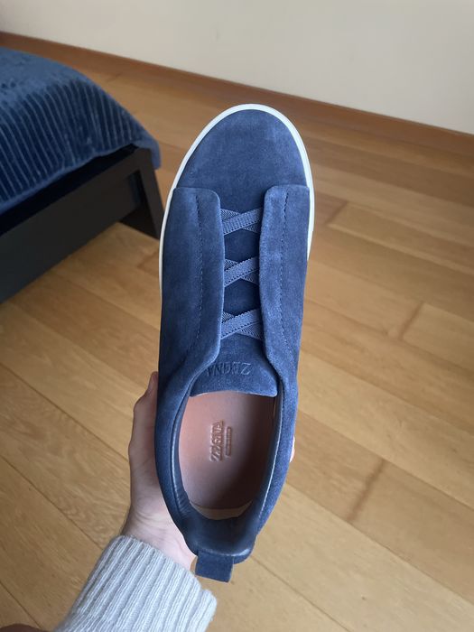 Zegna Triple Stitch Suede azul-marinho 43eu