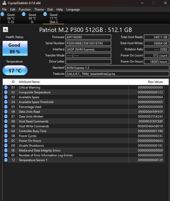 SSD M2 NVME Patriot 512GB