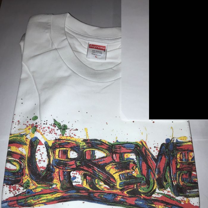 Оригинальная Supreme Paint Logo Tee White / Supreme Футболка Белая