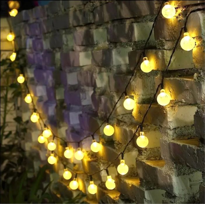 Сонячна гірлянда 11 м, 60 LED, Тепле світло, Для саду та двору