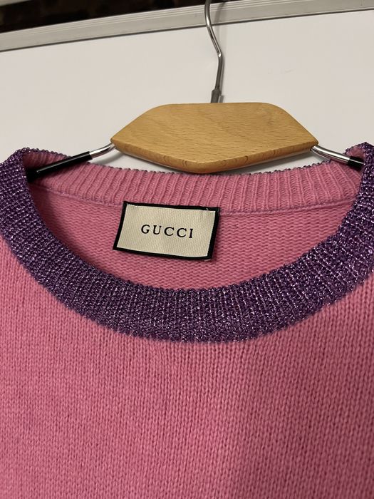 Светр Gucci Pink Embellished & Patterned Wool Knit