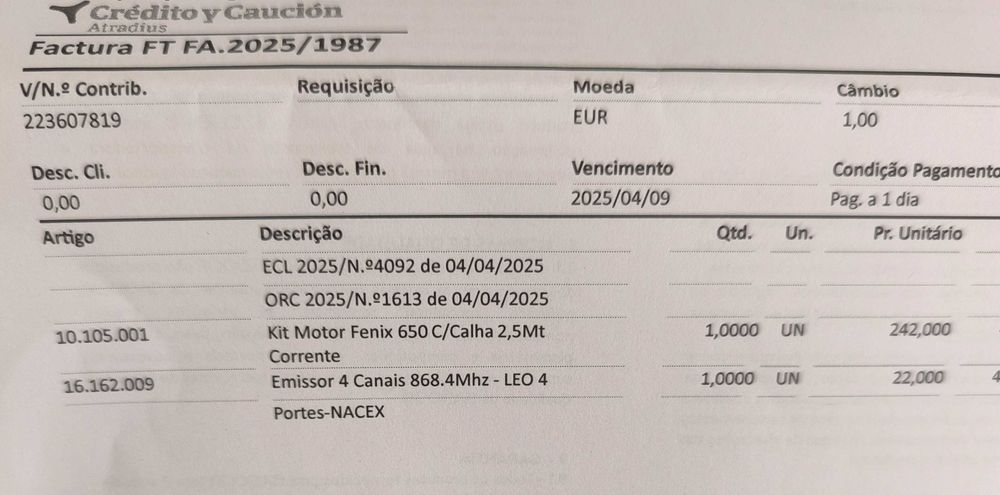 Kit motor porta basculante com calha 2,5 metros