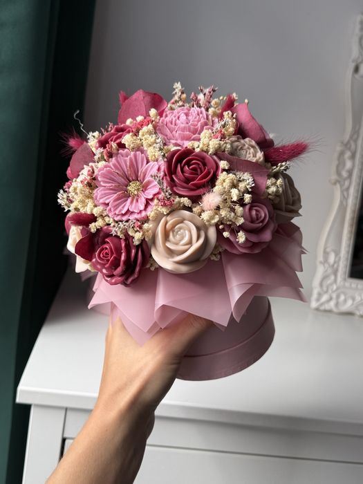 Flower boxy ze świec sojowych, wieczny bukiet świec, candle flower box